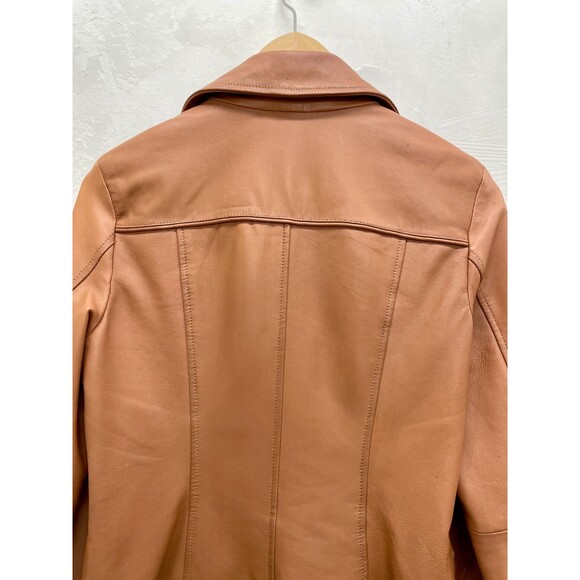 Guess Leather Jacket Small 70s Style Brown Camel Leather Jacket Size Small Guess - Picture 7 of 16